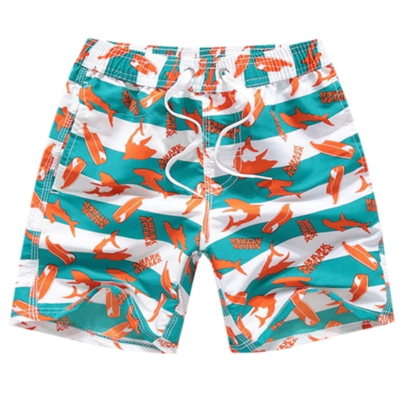 WOYY Boys Quick Drying Board Shorts Elastic Waist Drawstring Swim Trunks, Sizes 3-14