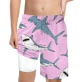 thumbnail image 1 of WOYY Boys Quick Drying Shark Print Swim Trunks with Compression Liner Board Shorts, Sizes 5-6, 1 of 4
