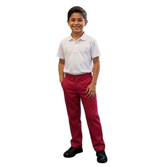 WOYY Boys School Uniform Pants Formal Straight Leg Dress Pants Preppy Trousers, Sizes 5-16, Red