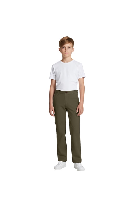Boys School Uniform Pants Unisex Straight Fit Stretch Twill Pants, Sizes 5-6