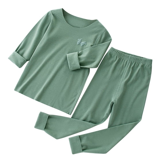 WOYY Boys Seamless Thermal Underwear Solid Basic Sleepwear Long Sleeve Top Pants Base Layer Kids Clothing Sets, Sizes 2-8