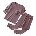 thumbnail image 1 of WOYY Boys Seamless Thermal Underwear Solid Basic Sleepwear Long Sleeve Top Pants Base Layer Kids Clothing Sets, Sizes 2-8, 1 of 3