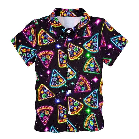 WOYY Boys Short Sleeve Button Down Shirt Summer Graphic Casual Shirt for Kids, Sizes 4-5