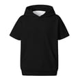 thumbnail image 1 of WOYY Boys Short Sleeve Hoodie Kids Casual Athletic Pullover Lightweight Sweatshirt, Black, Size 4-14, 1 of 4