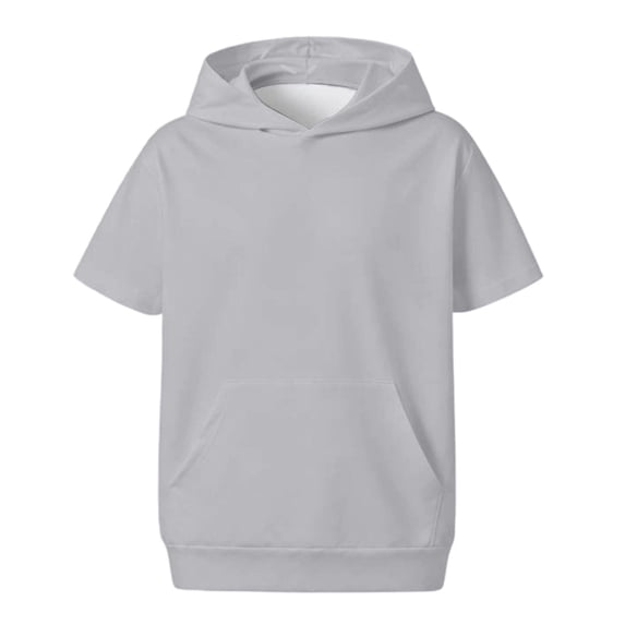 WOYY Boys Short Sleeve Hoodie Kids Casual Athletic Pullover Lightweight Sweatshirt, Size 4-14