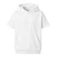 thumbnail image 1 of WOYY Boys Short Sleeve Hoodie Kids Casual Athletic Pullover Lightweight Sweatshirt, White, Size 4-14, 1 of 4
