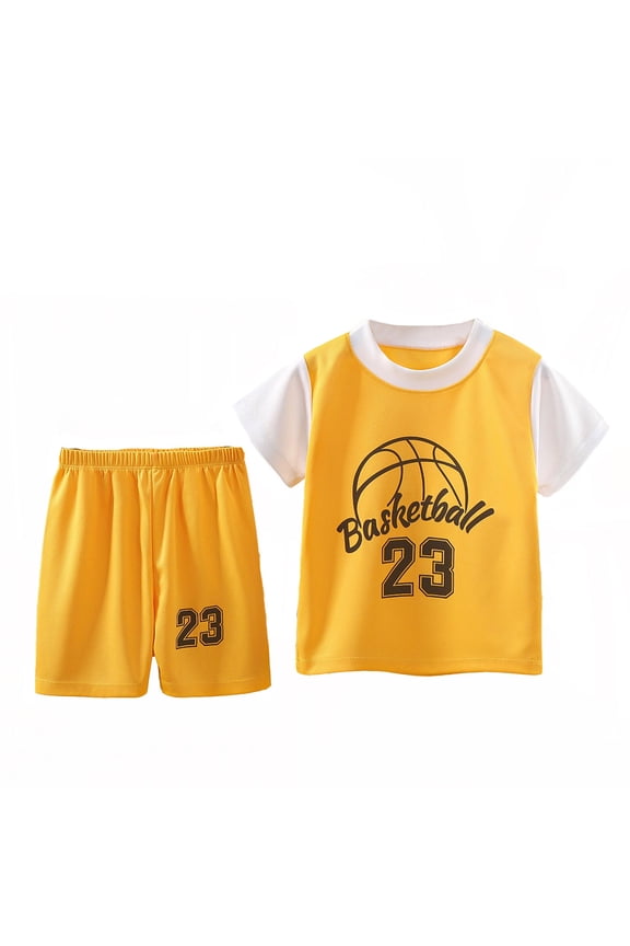 Boys Short Sleeve T-Shirt Shorts Tracksuit Basketball Quick Drying Outfits, Sizes 3-4T