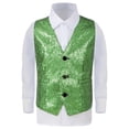thumbnail image 1 of WOYY Boys Sparkly Sequins Vest Glitter Party Waistcoat for Stage Performance, Sizes 4-14, 1 of 3