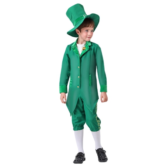 WOYY Boys St. Patrick's Day Party Suit Performance Outfits for Kids, Sizes 7-8