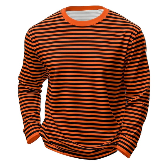 WOYY Boys Striped Long Sleeve Crewneck T Shirt Casual Unisex Pullover T-Shirt, Sizes 3-14