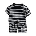 thumbnail image 1 of WOYY Toddler Boys Casual Striped Outfits Breathable Short Sleeved T Shirt Shorts Set, Sizes 4-5T, 1 of 3