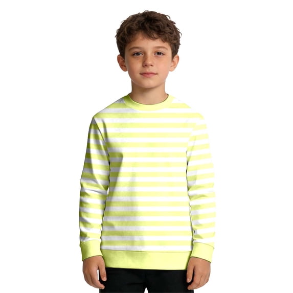 WOYY Boys Striped Sweatshirt Crew Neck Long Sleeve Pullover Unisex Sweatshirts, Sizes 3-14