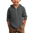 thumbnail image 1 of WOYY Boys Summer Linen Hooded Shirt Long Sleeve Beach Top Breathable Hoodie, Sizes 4-17, 1 of 3