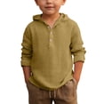 thumbnail image 1 of WOYY Boys Summer Linen Hooded Shirt Long Sleeve Beach Top Breathable Hoodie, Sizes 4-17, 1 of 3