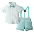 thumbnail image 1 of WOYY Boys Summer Suit Striped Short Sleeve Shirt Suspenders Shorts Outfits, Sizes 2-3, 1 of 6