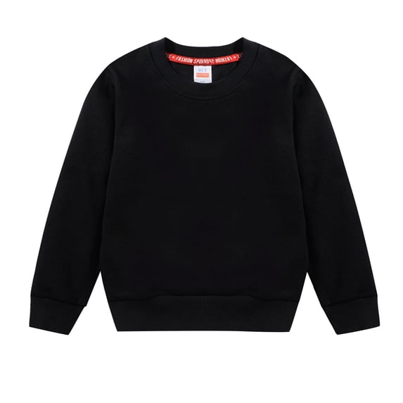 WOYY Boys Sweatshirt Long Sleeve Crewneck Pullover Casual Athletic Sweatshirts, Black, Sizes 3-11