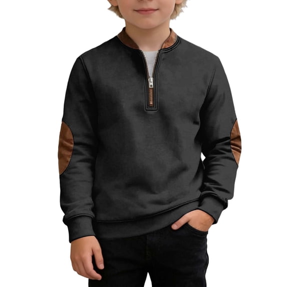 WOYY Boys Sweatshirt Quarter Zipper Pullover Casual Long Sleeve Sweatshirt, Sizes 4-17