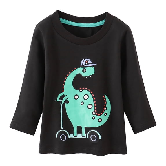 WOYY Boys T Shirt Dinosaur Print Long Sleeve T-Shirt Casual Crewneck Pullover