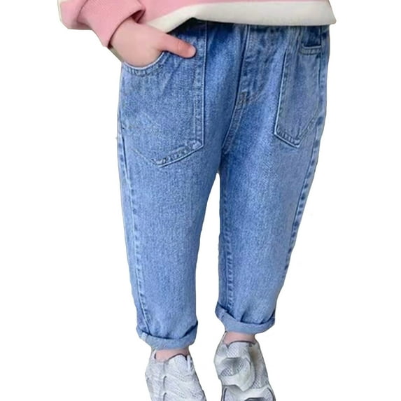 WOYY Boys Tapered Leg Denim Jeans Casual Stretch Elastic Waist Pants, Sizes 8-9