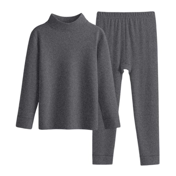 WOYY Boys Thermal Underwear Set Lined Base Layer Long Sleeve Top Pants Pajamas, Sizes 4-5T