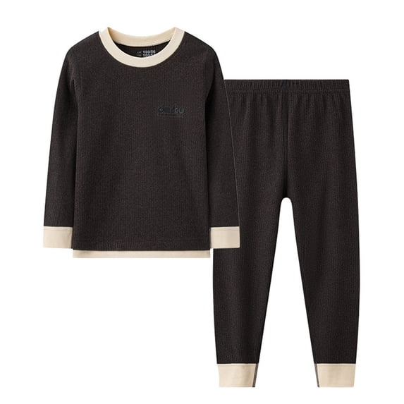 WOYY Boys Thermal Underwear Unisex Kids Cozy Base Layer Long Sleeve Top Pants Pajamas, Sizes 3-18