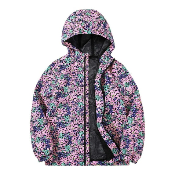 WOYY Boys Windbreaker Cartoon Print Lightweight Cardigan Coat with Hood Outerwear