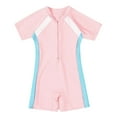 thumbnail image 1 of WOYY Boys Zipper Short Sleeve Rash Guard 1-Piece Swimsuit UPF50+ Bathing Suit, Sizes 11-14, 1 of 4