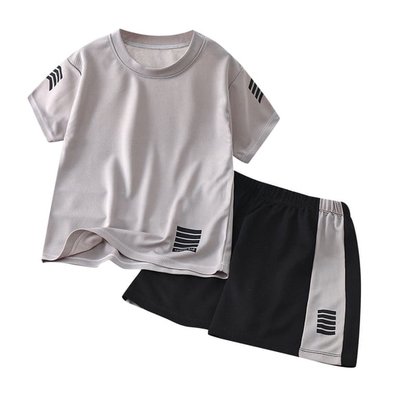 WOYY Boys and Girls Sports Outfits Quick Drying Short Sleeve T-Shirt Shorts Set, Sizes 1-9