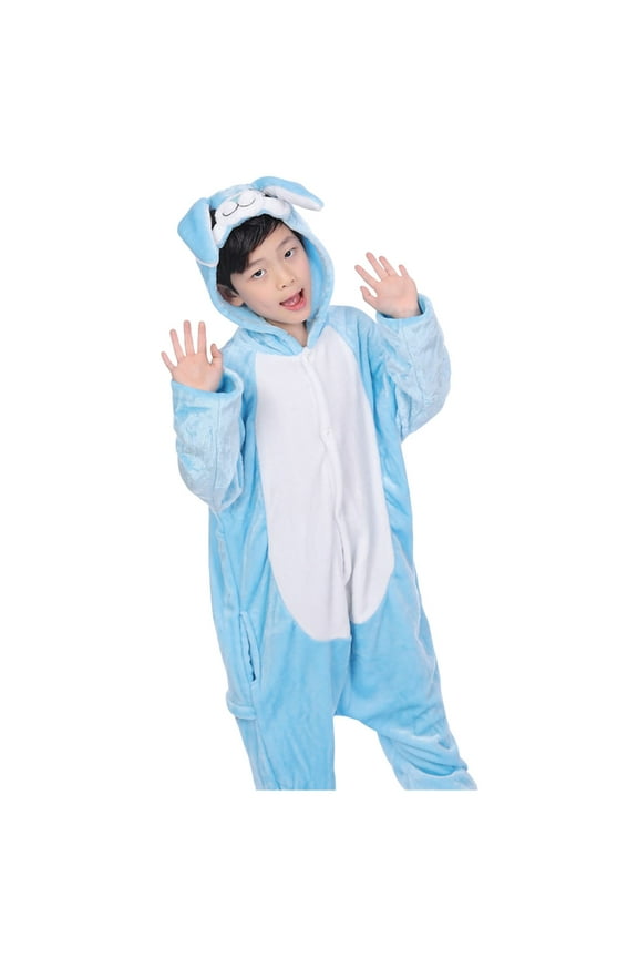 Children Cartoon Rabbit Onesie Conjoined Rompers Hooded Jumpsuit, Sizes 9-10