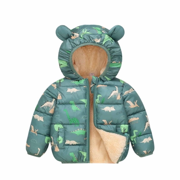 WOYY Children's Down Padded Jacket for Boys Girls Hooded Warm Fleece Jacket, Sizes 4-5T