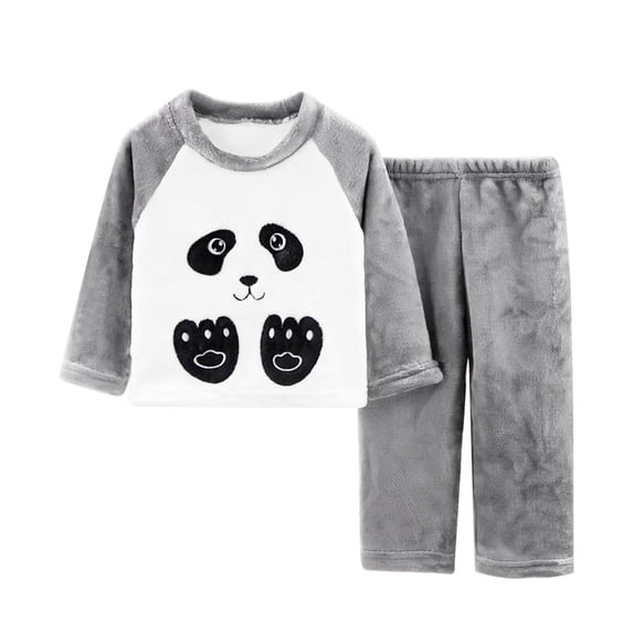 WOYY Children's Flannel Pajama Set Fuzzy Warm Long Sleeve Top Pants Sleepwear, Sizes 0-14