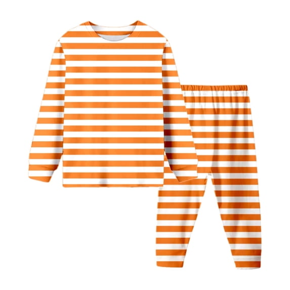 WOYY Children's Striped Pajama Set Unisex Long Sleeve Top Pants Sleepwear Set Loungewear