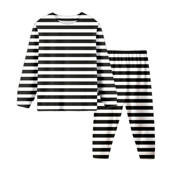WOYY Children's Striped Pajama Set Unisex Long Sleeve Top Pants Sleepwear Set Loungewear