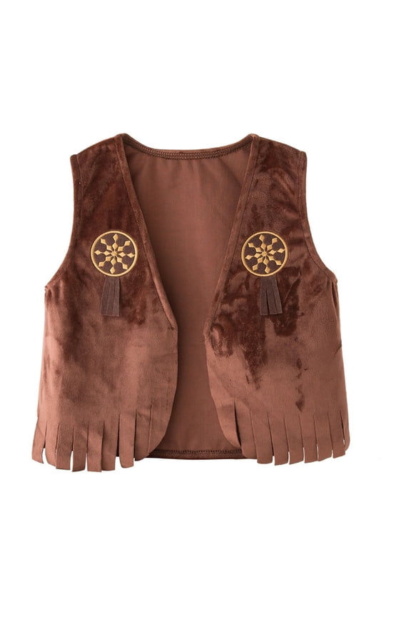 Cowboy Co_Stume for Kids Boys Tassal Cowboy Vest Party Sleeveless Jacket