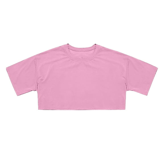 WOYY Crop Tops for Girls Short Sleeve T-Shirt Solid Color Summer Casual Tee, Sizes 10-16