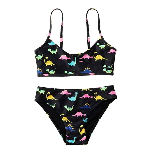 WOYY Cute Cartoon Dinosaur Bikini Swimsuit for Girls Swimwear Beach Bathing Suit,2-Piece