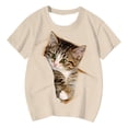 thumbnail image 1 of WOYY Cute Cat Graphic Tee for Girls Casual Comfortable Short Sleeve T-Shirt, Sizes 3-13, 1 of 3