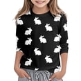 thumbnail image 1 of WOYY Easter T Shirt for Girls Rabbit Print 3/4 Sleeve Round Neck T-Shirt Kids Tee, Sizes 3-14, 1 of 3