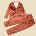 thumbnail image 1 of WOYY Family Matching Pajamas Silk Long Sleeve Tops & Pant Set Sleepwear PJ Set, 1 of 8