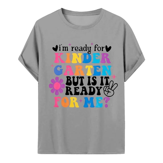 WOYY First Day Of Kindergarten Shirt for Girls Back To School Short Sleeve T-Shirt Tee Top