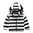 thumbnail image 1 of WOYY Fleece Coat for Boys Girls Striped Zip Up Hooded Jacket Kids Soft Fuzzy Outerwear, 1 of 3