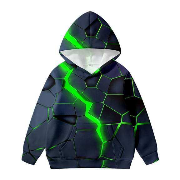 WOYY Hoodie for Boys Lightning Print Hooded Sweatshirt Long Sleeve Pullover Shirt