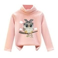 thumbnail image 1 of WOYY Fleece Sweater For Girl Soft Owl Printed Turtleneck Pullover Sweatshirt Undershirt, 1 of 2