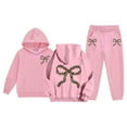 thumbnail image 1 of WOYY Tracksuit for Girls Casual Bow Print Hoodie Jogger Pants Outfits, Sizes 2-3T, 1 of 6