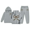 thumbnail image 1 of WOYY Tracksuit for Girls Casual Bow Print Hoodie Jogger Pants Outfits, Sizes 6-7, 1 of 6