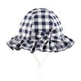 thumbnail image 1 of WOYY Girl Cotton Plaid Sun Hat UPF 50+ Adjustable Beach Hat Wide Brim Bucket Hats for Kids, 1 of 3