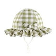 thumbnail image 1 of WOYY Girl Cotton Plaid Sun Hat UPF 50+ Adjustable Beach Hat Wide Brim Bucket Hats for Kids, 1 of 3