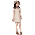 thumbnail image 1 of WOYY Girl Short Sleeve Polo Dress Summer Solid Plain Casual Dress, Sizes 1-13, 1 of 8