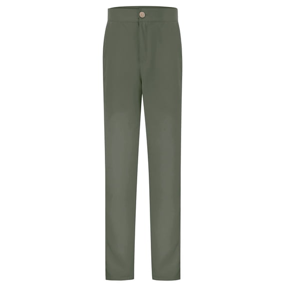 WOYY Girl Uniform Pants Pull On Straight Leg Dress Pants Twill School Trousers, Sizes 5-16