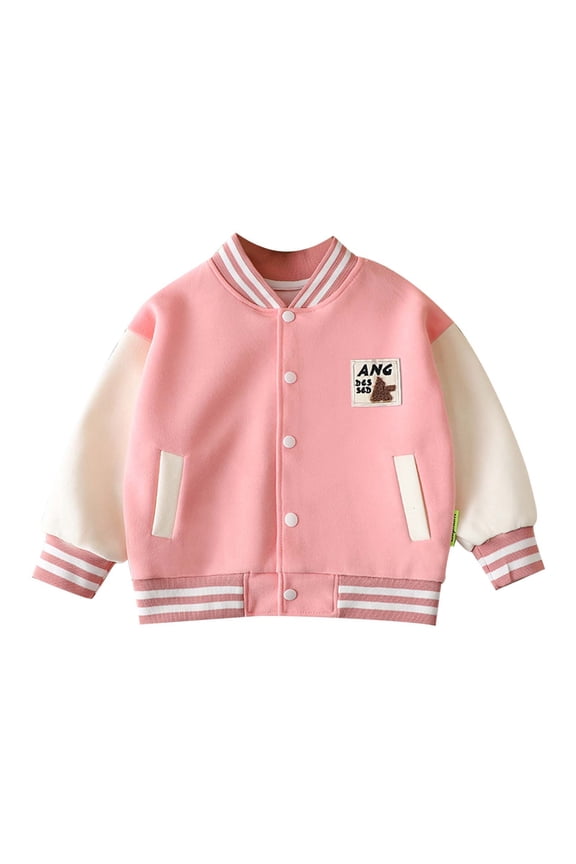 Girl's Baseball Jacket Casual Sport Sweatshirt Coat Spring Fall Bomber Jacket